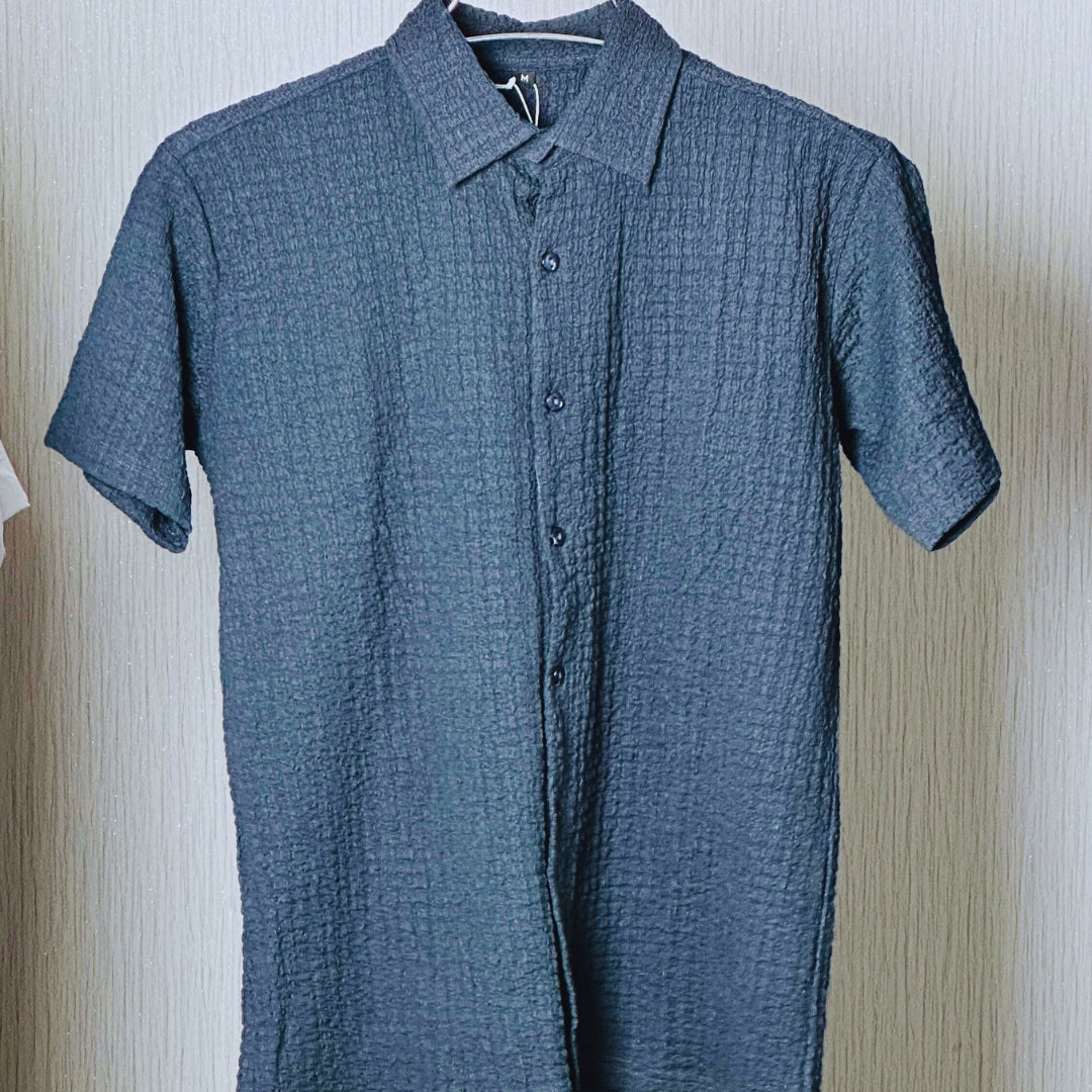 đ Summer-Friendly Trendy Shirt | China Stretchable Cotton Fabrics | Deep Ash/Blackish