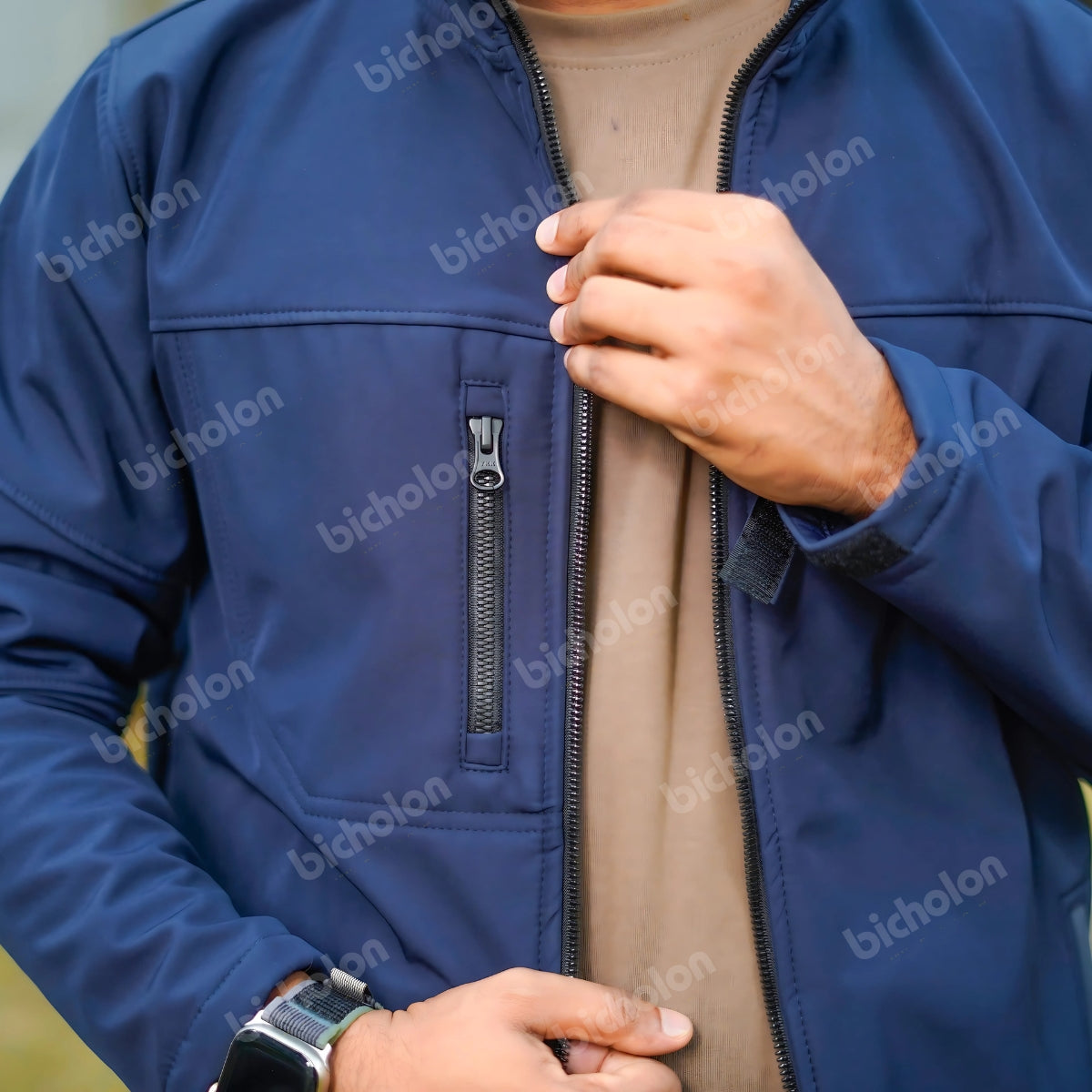 থ্রি লেয়ার মাইক্রো বন্ডেড জ্যাকেট- Navy Blue