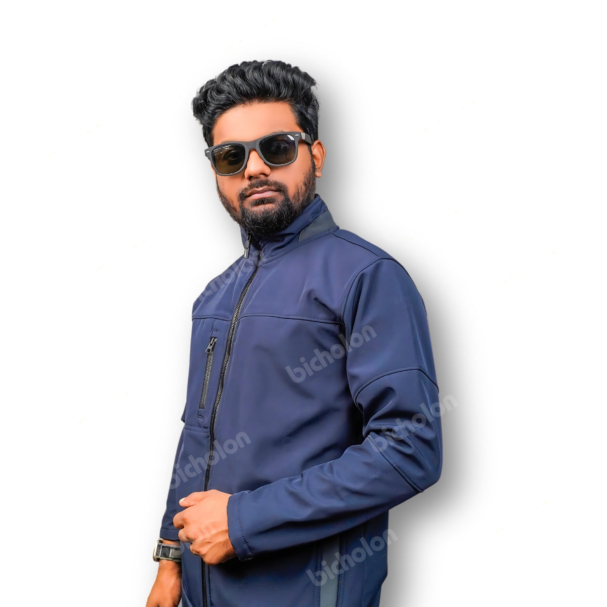 থ্রি লেয়ার মাইক্রো বন্ডেড জ্যাকেট- Navy Blue