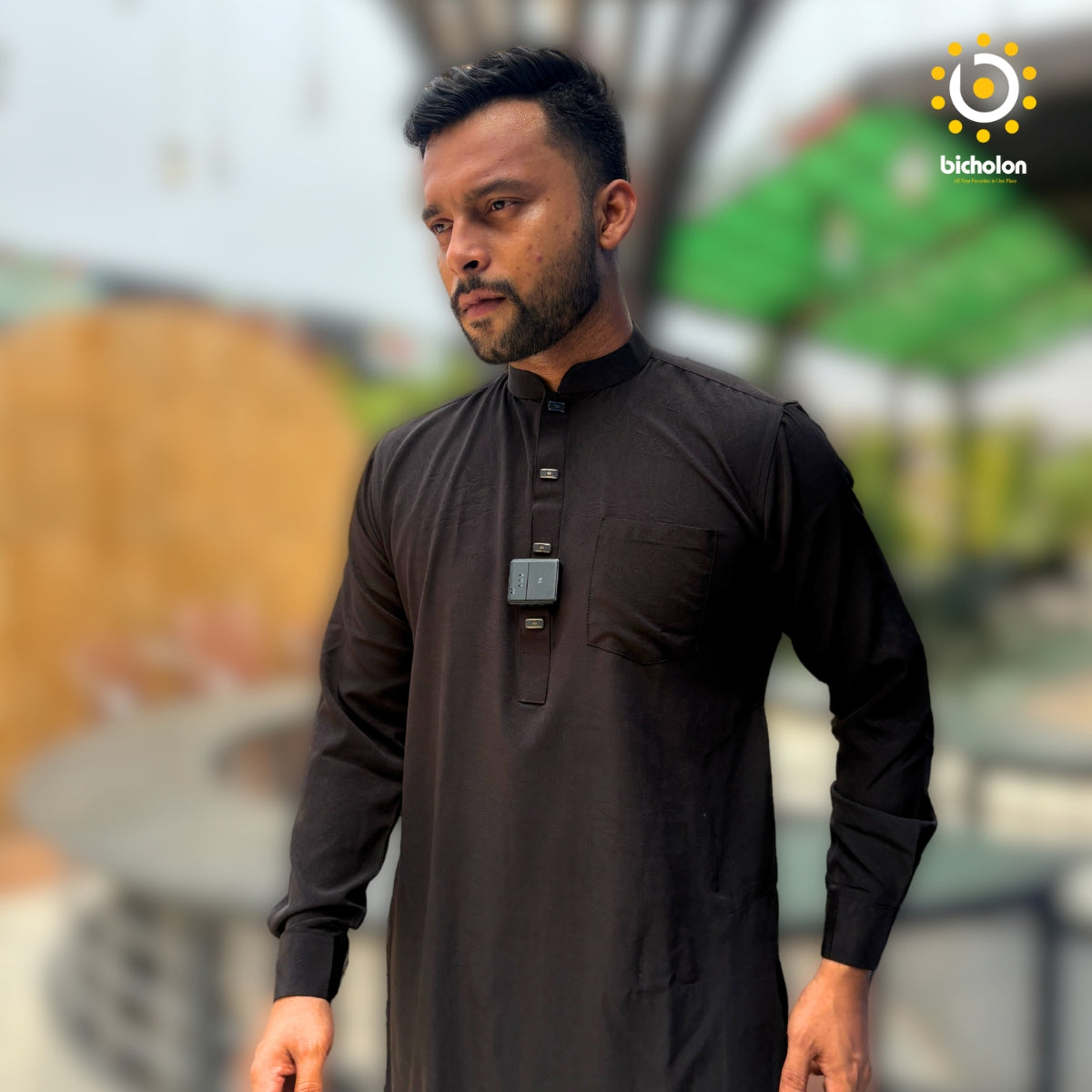 ফরমাল কাবলি সেট পায়জামা সহ - কালো কালার
