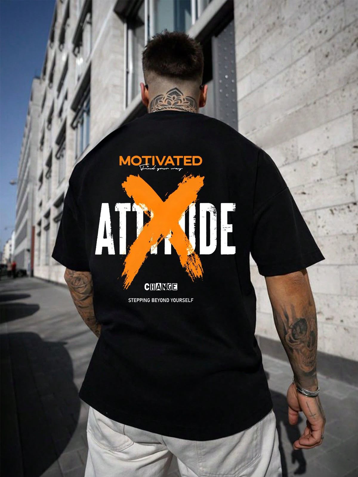 Streetwear Oversized Tees – Attitude (Black)