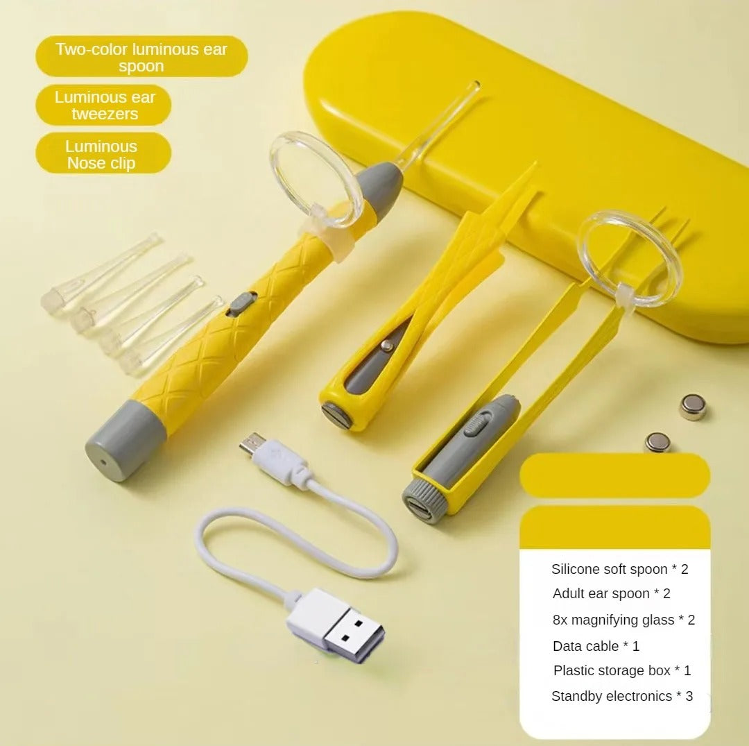 LED ইয়ার ক্লিনার উইথ টুইজার এন্ড স্টোরেজ বক্স-Ear Pick