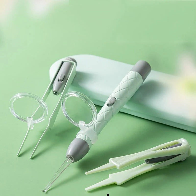 LED ইয়ার ক্লিনার উইথ টুইজার এন্ড স্টোরেজ বক্স-Ear Pick