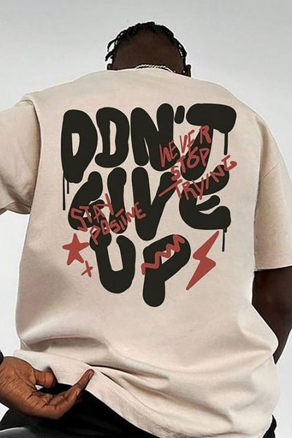 Streetwear Oversized Tees – Dont Give up (Cream)