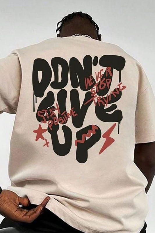 Streetwear Oversized Tees – Dont Give up (Cream)