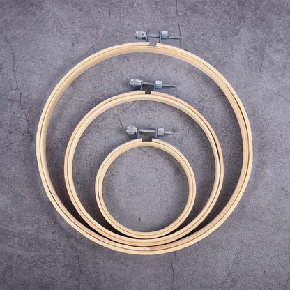 Round Embroidery Hoops Frame Wooden Bamboo Hand Embroidery Rack Ring