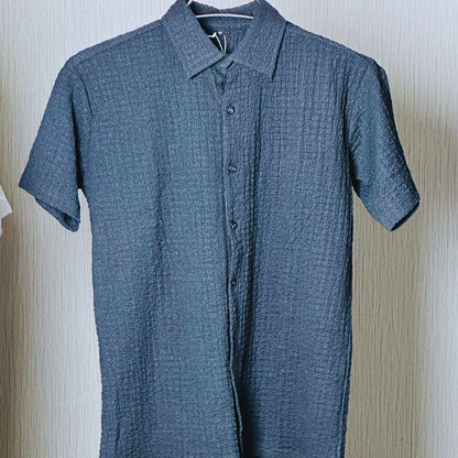 🌞 Summer-Friendly Trendy Shirt | China Stretchable Cotton Fabrics | Deep Ash/Blackish