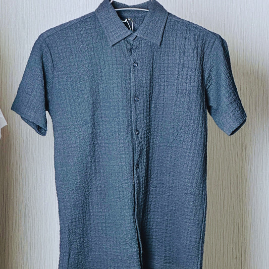 🌞 Summer-Friendly Trendy Shirt | China Stretchable Cotton Fabrics | Deep Ash/Blackish