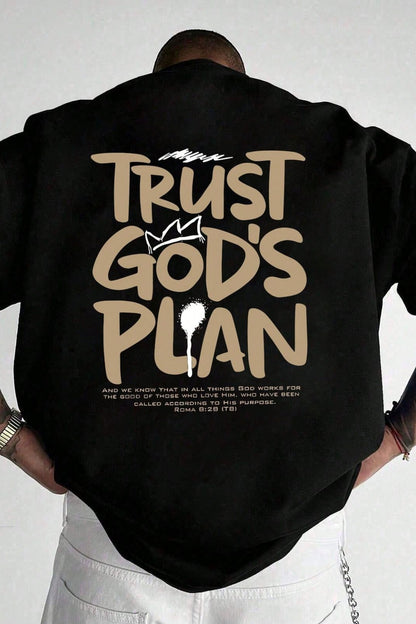 Streetwear Oversized Tees – Trust God's Plan (Black)