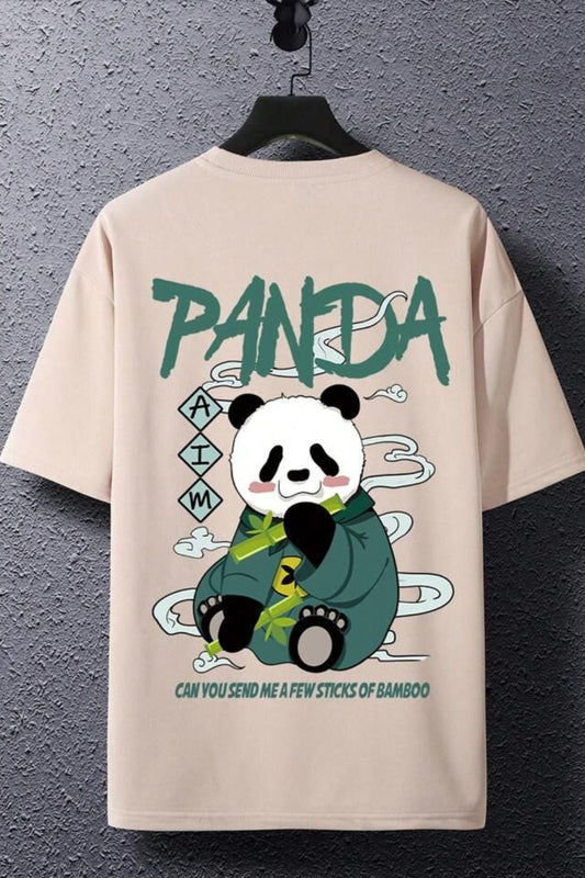 Streetwear Oversized Tees – Panda (Cream)