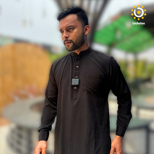 ফরমাল কাবলি সেট পায়জামা সহ - কালো কালার