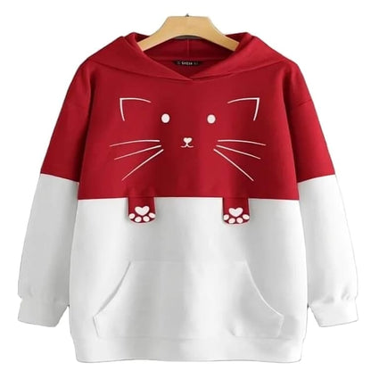 Anime Cotton Hoodies for Girls -maroon+white🌸