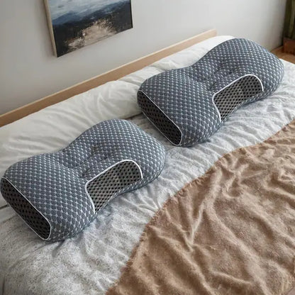 🌟 Ultimate Sleep System: Premium Ergonomic Pillow Combo - Ash