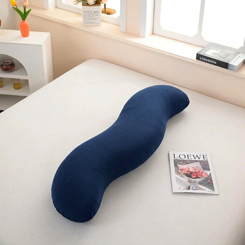Ergonomic Double Wave Curve Side Sleeper Pillow ((Navy Blue)) for Comfortable Sleeping Supportive Pillow