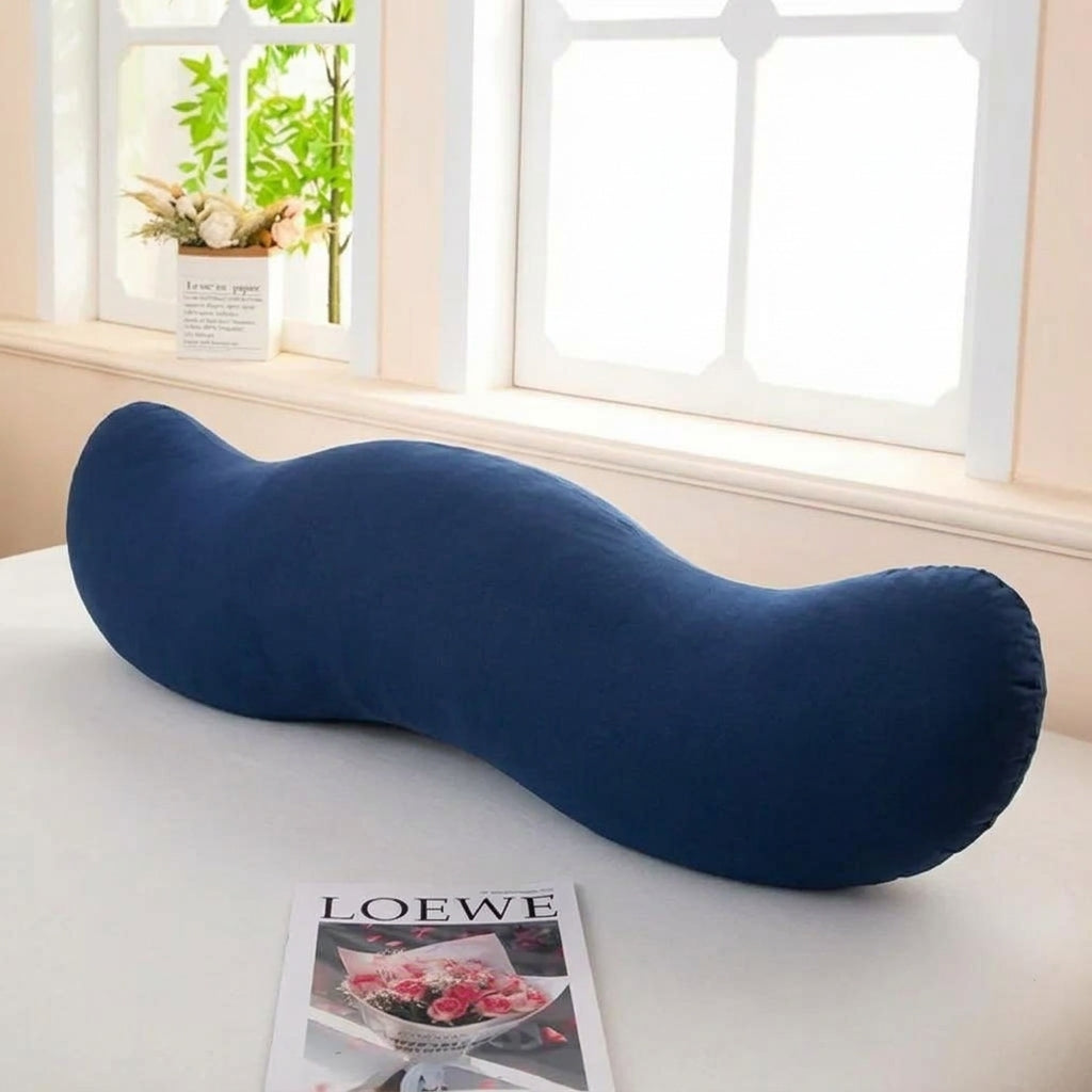 Ergonomic Double Wave Curve Side Sleeper Pillow ((Navy Blue)) for Comfortable Sleeping Supportive Pillow