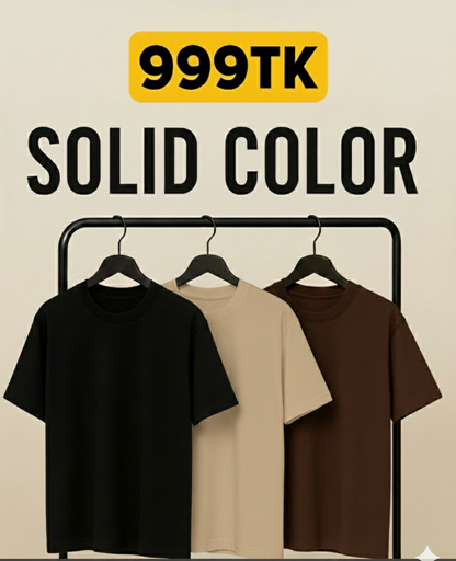 220+ GSM Premium 3 Piece Solid Color Drop Shoulder Combo - Black, Beige & Coffee