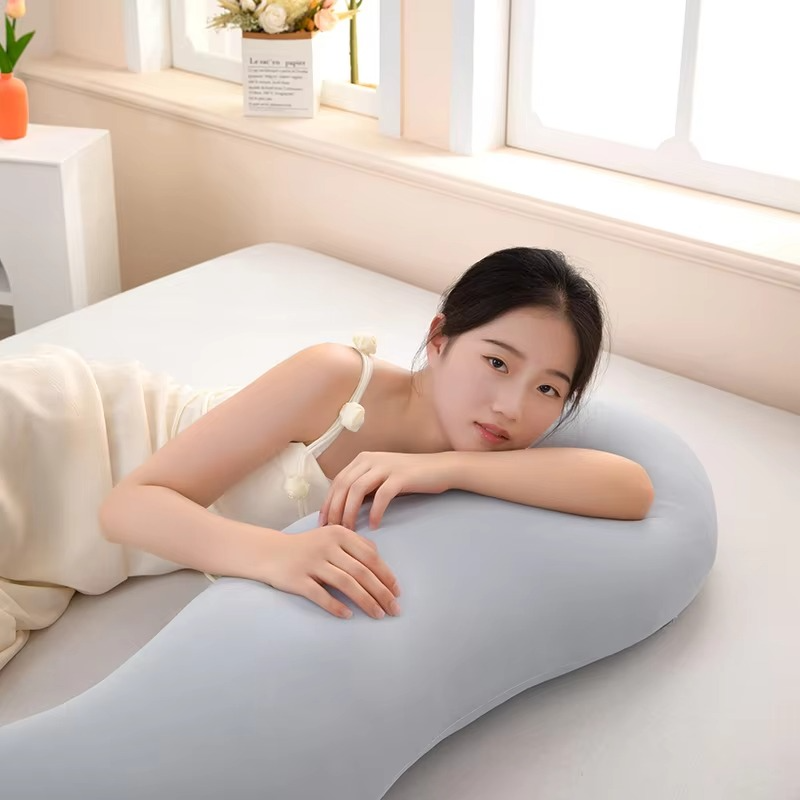 Ergonomic Double Wave Curve Side Sleeper Pillow ((Light Grey)) for Comfortable Sleeping Supportive Pillow