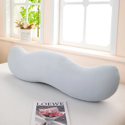 Ergonomic Double Wave Curve Side Sleeper Pillow ((Light Grey)) for Comfortable Sleeping Supportive Pillow
