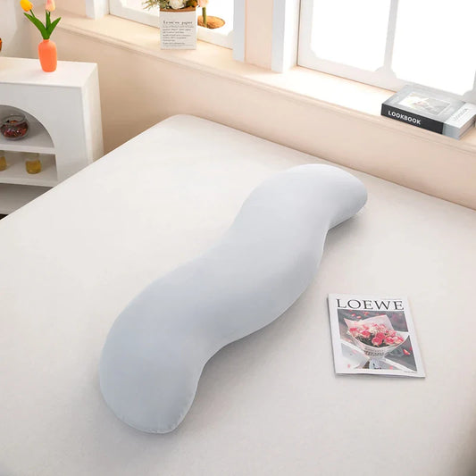 Ergonomic Double Wave Curve Side Sleeper Pillow ((Light Grey)) for Comfortable Sleeping Supportive Pillow