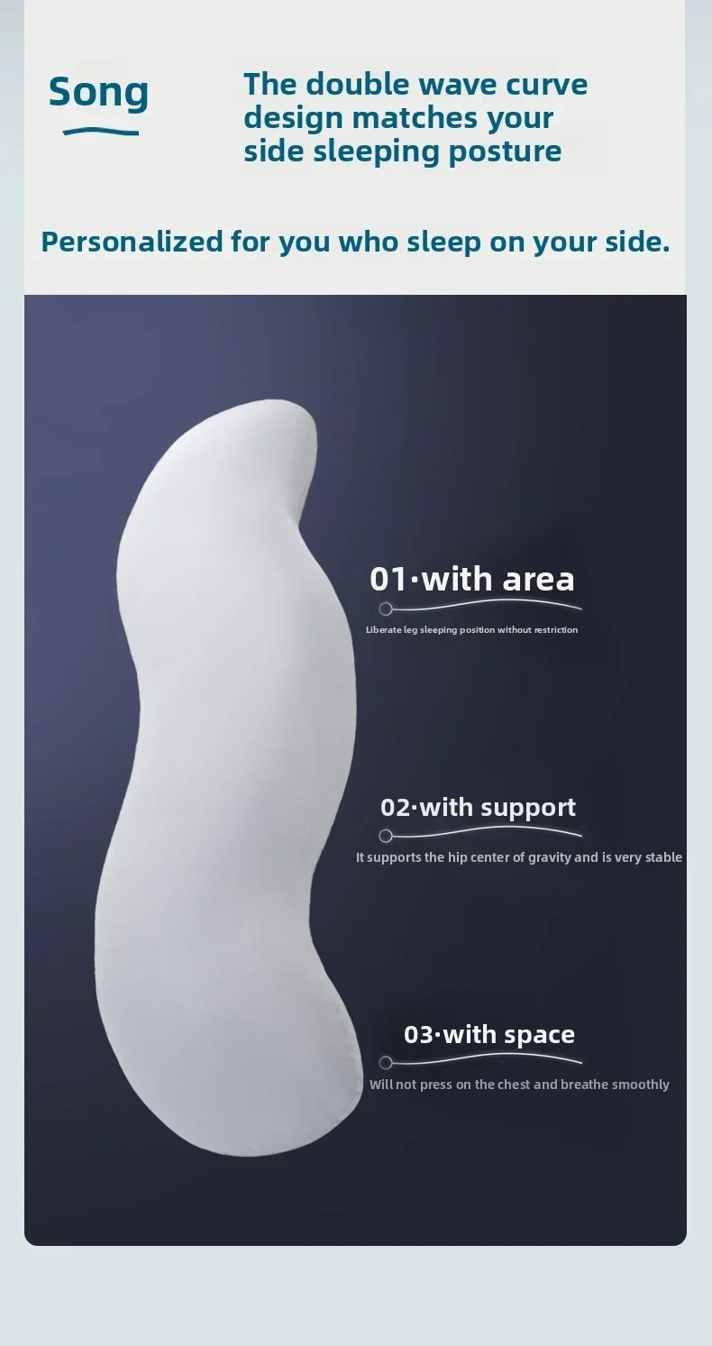 Ergonomic Double Wave Curve Side Sleeper Pillow ((Light Grey)) for Comfortable Sleeping Supportive Pillow