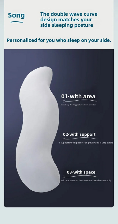 Ergonomic Double Wave Curve Side Sleeper Pillow ((Light Grey)) for Comfortable Sleeping Supportive Pillow