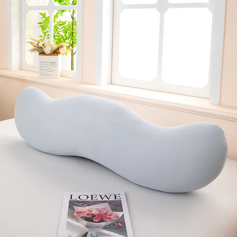 Ergonomic Double Wave Curve Side Sleeper Pillow ((Light Grey)) for Comfortable Sleeping Supportive Pillow