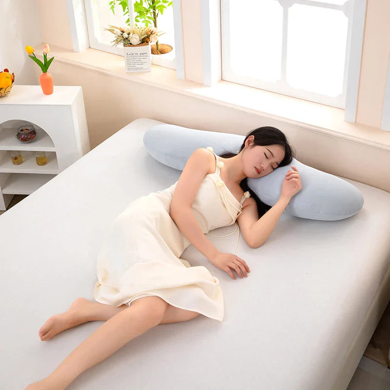 Ergonomic Double Wave Curve Side Sleeper Pillow ((Light Grey)) for Comfortable Sleeping Supportive Pillow