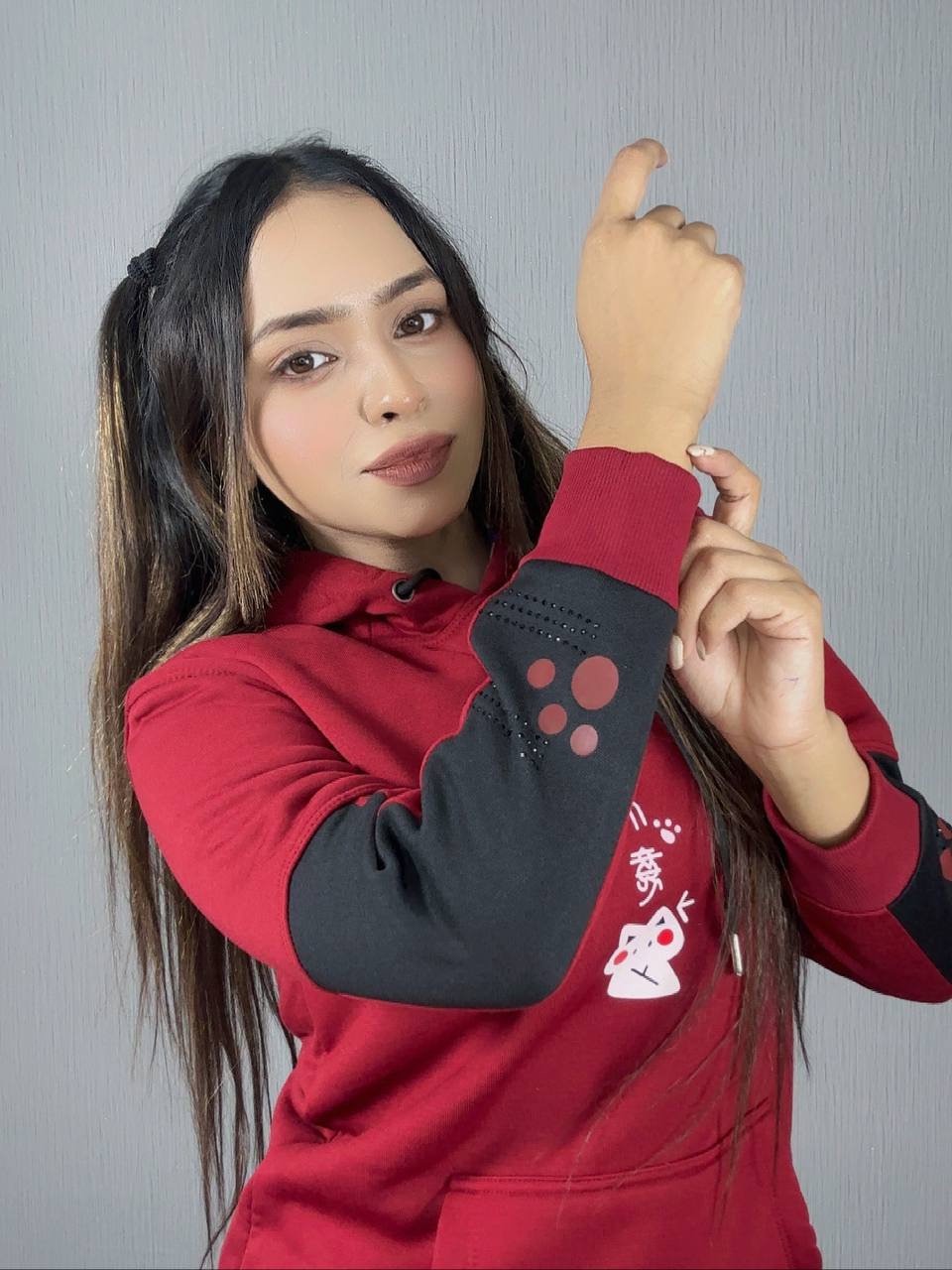 Anime Cotton Hoodies for Girls - Red🌸